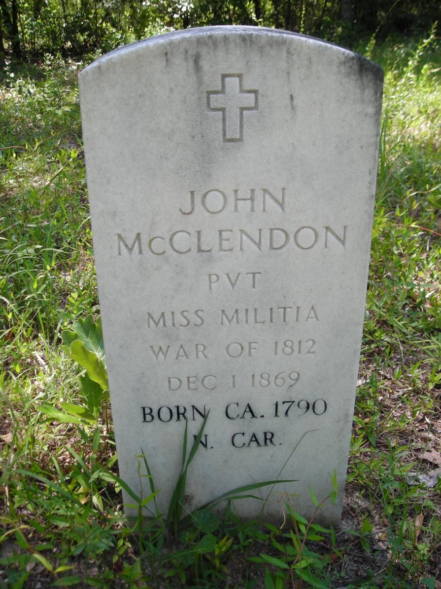 Photo of headstones/John McClendon c1790-1869 hdstn Salem Cem George Co Miss